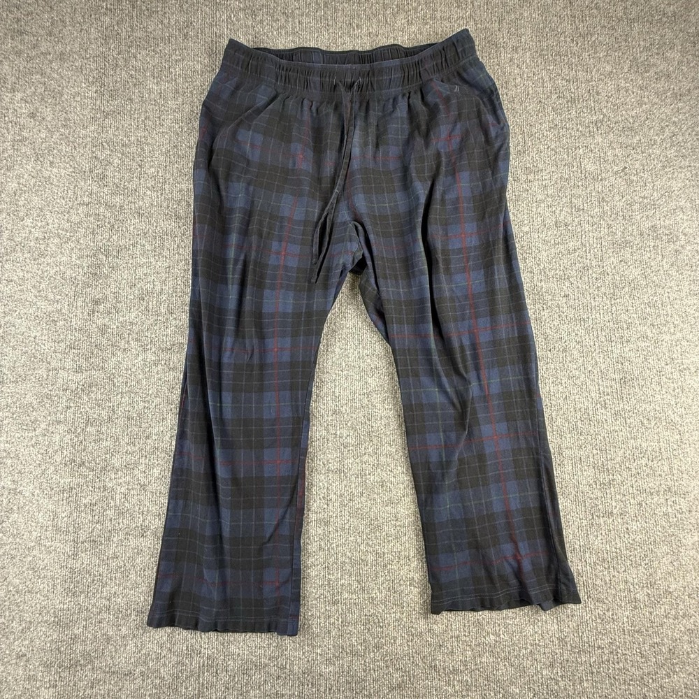 Nautica Pajama Pants Mens XL Blue Plaid Flannel Lounge Sleepwear Drawstring